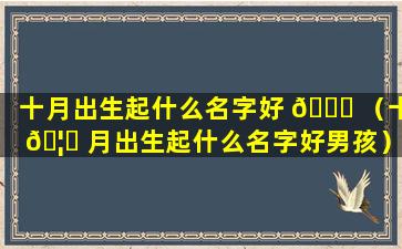 十月出生起什么名字好 🐒 （十 🦟 月出生起什么名字好男孩）